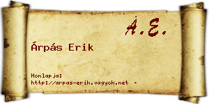 Árpás Erik névjegykártya